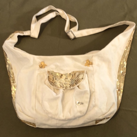 CANDIE’S hobo shoulder gold tone sequined BAG - Picture 1 of 16